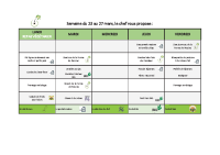 Menus du 23 au 27 mars 2026
